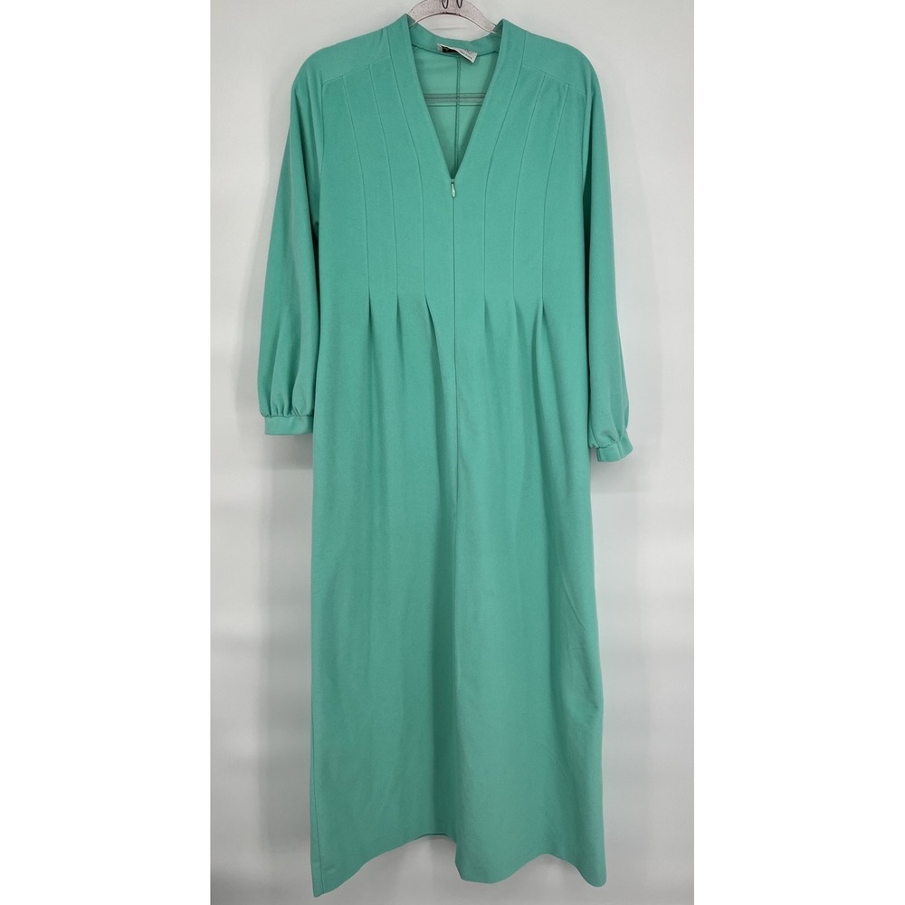 Vassarette Housecoat Robe Nightgown Women's Size S Half Zipper Blue 3/4 Sleeve